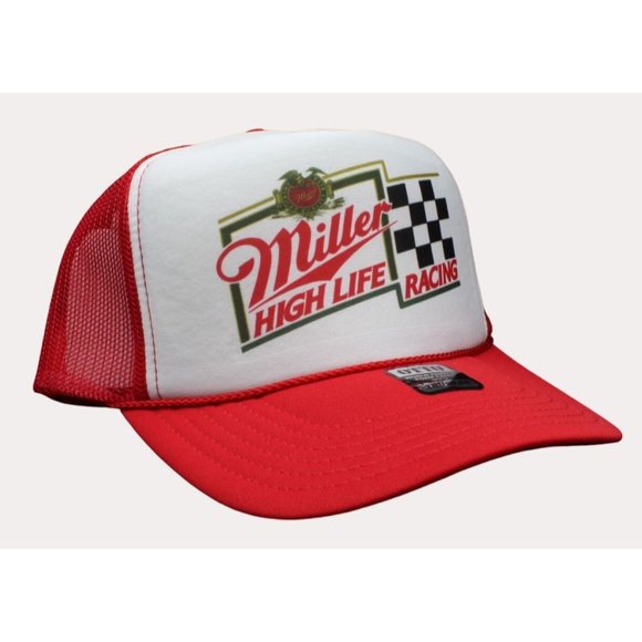 Miller High Life Racing Trucker Hat Baseball Cap Mesh Miller Racing Hat - Picture 2 of 3